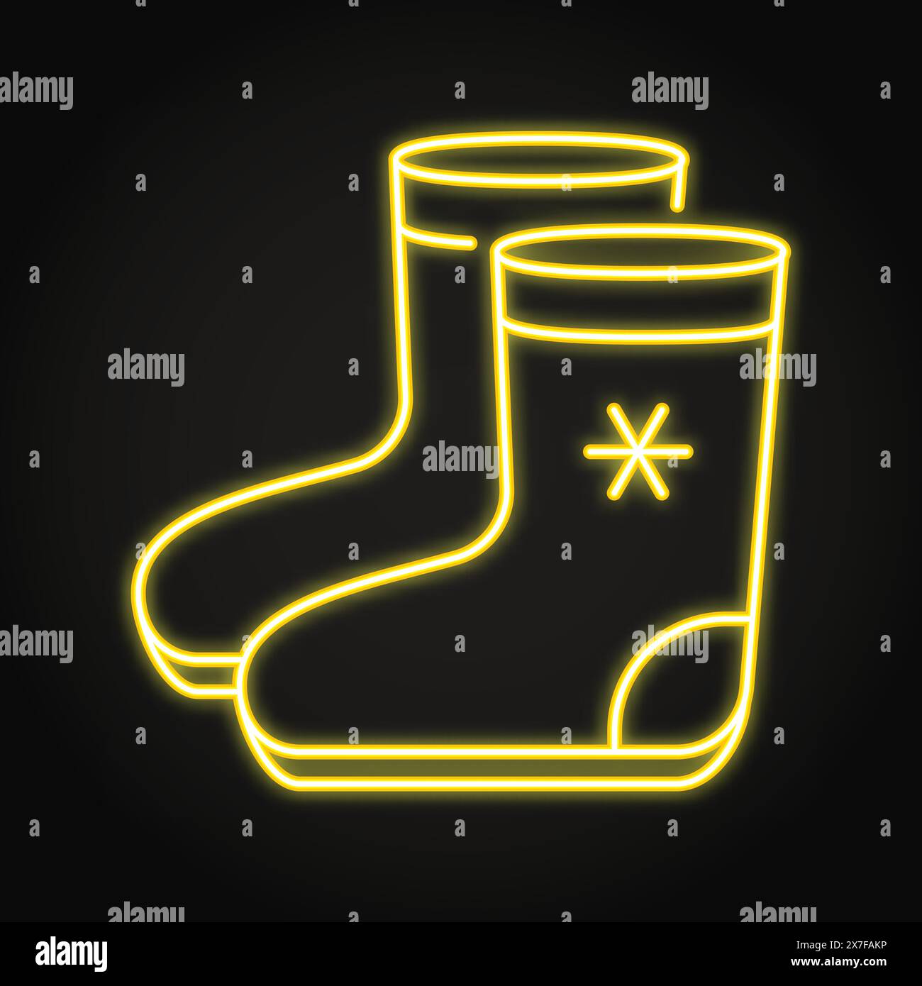 Winter felt boots neon icon. Traditional Russian warm shoes valenki ...
