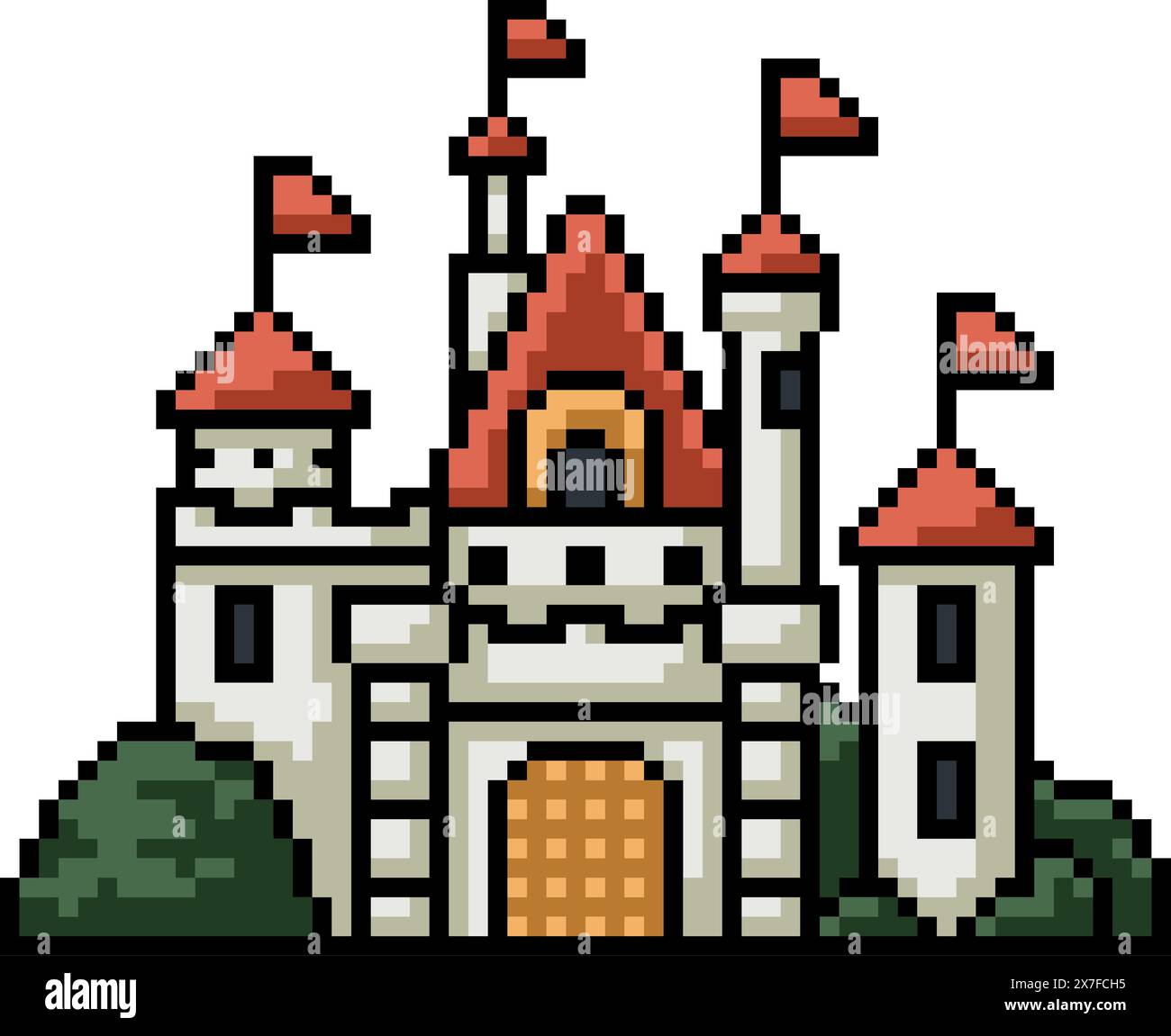 pixel art of classic fantasy castle isolated background Stock Vector