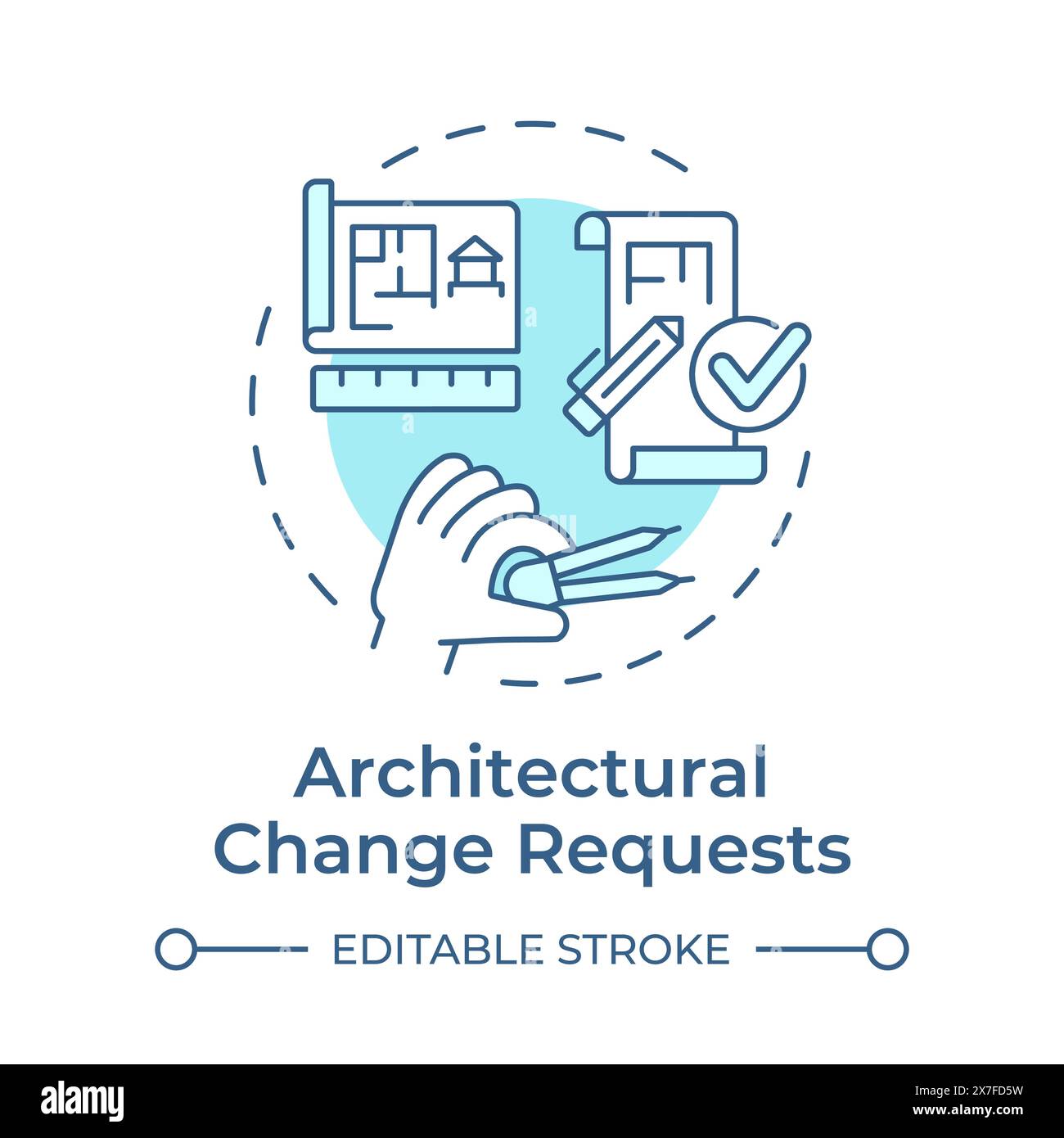 Architectural change requests soft blue concept icon Stock Vector