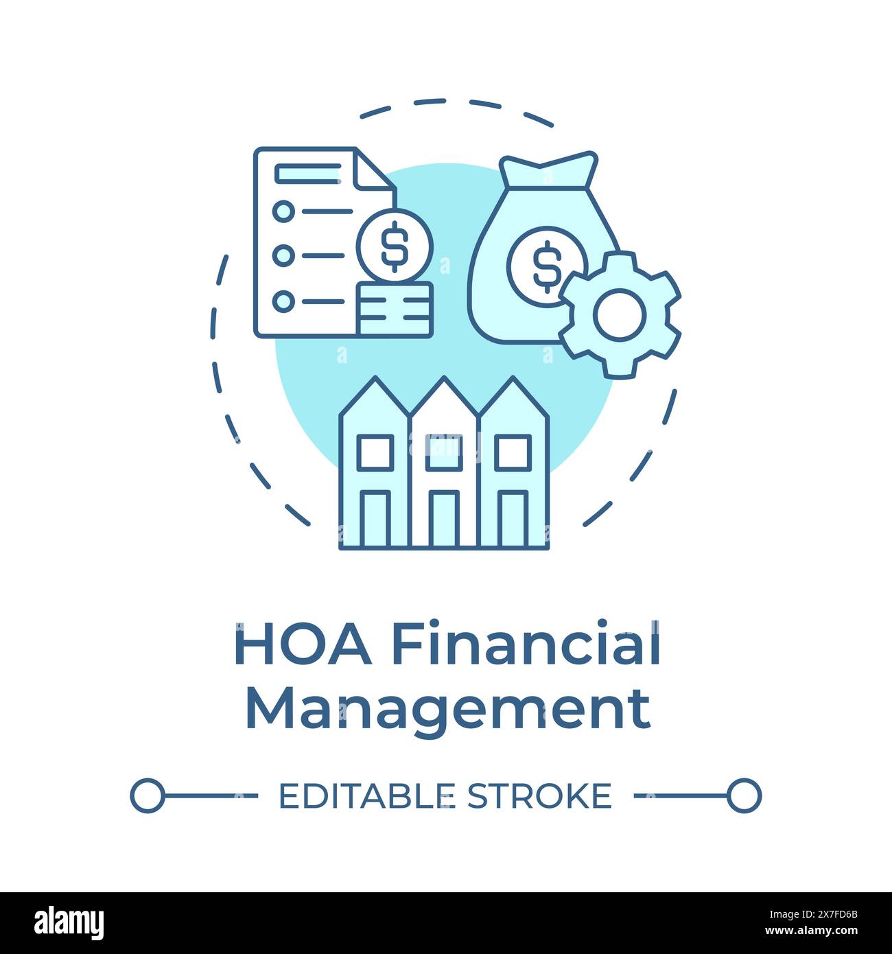 HOA financial management soft blue concept icon Stock Vector