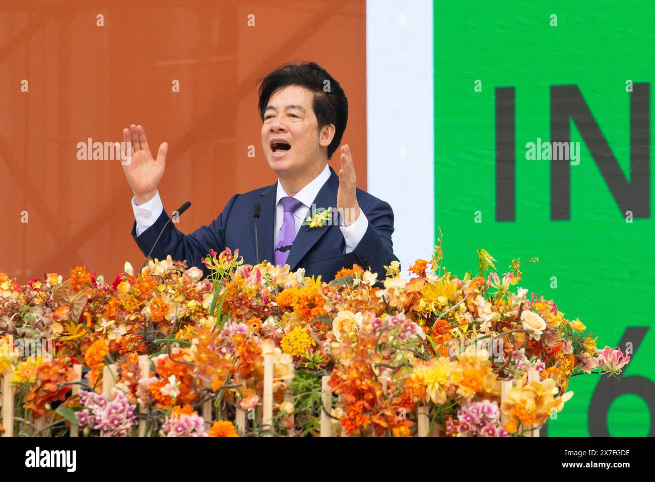 Taiwan President Lai Ching-te speaks during the inauguration ...