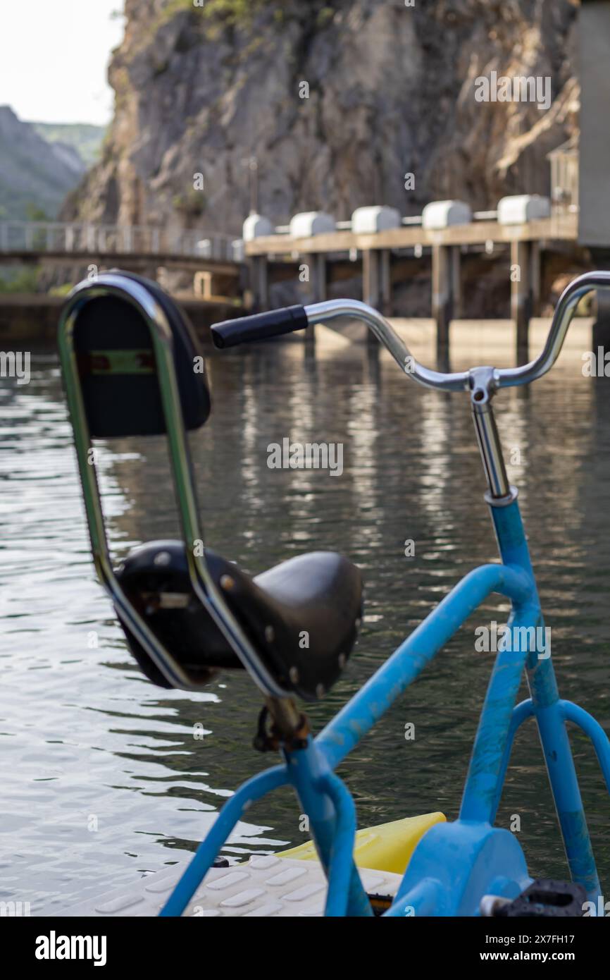 Hydro Bike Handle on Lake in Summer Stock Photo