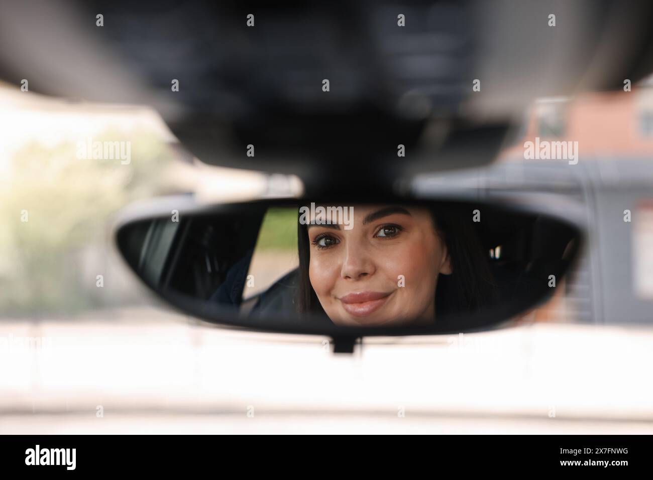 Woman car rear view mirror hi-res stock photography and images - Alamy