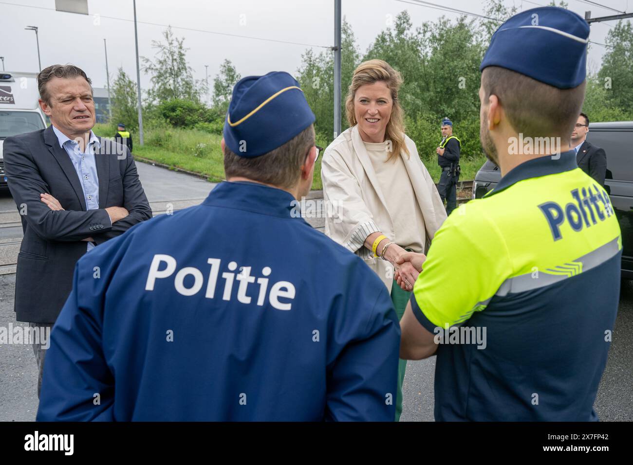 Antwerp, Belgium. 20th May, 2024. Minister of Justice Paul Van Tigchelt and Interior Minister Annelies Verlinden arrive while the Antwerp Police Zone, the Federal Police, the Social Intelligence and Investigation Service SIOD and the European Labor Authority ELA are organizing a large-scale heavy transport inspection action under the leadership of the labor auditor, with a focus on the employment conditions of truck drivers, in Antwerp, Monday 20 May 2024. BELGA PHOTO JONAS ROOSENS Credit: Belga News Agency/Alamy Live News Stock Photo