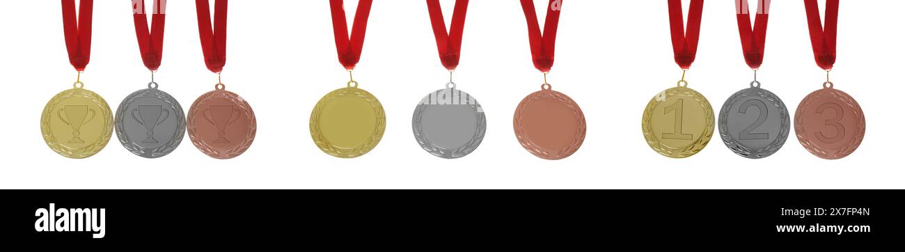 Gold, silver and bronze medals isolated on white, set Stock Photo - Alamy