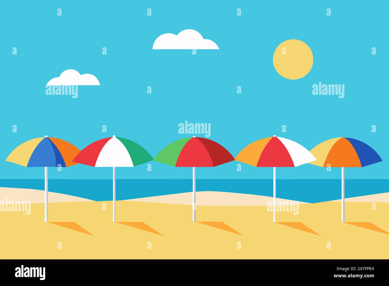 Row beach umbrellas Stock Vector Images - Alamy