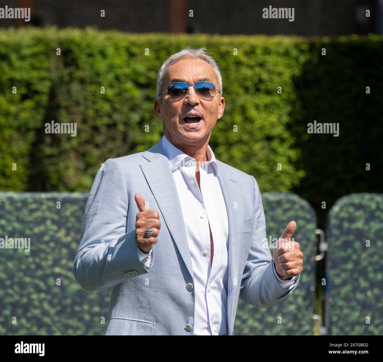 Royal Hospital, Chelsea, London, UK. 20th May, 2024. Press and VIP day at the RHS Chelsea Flower Show 2024 which opens to the public from 21 May-25 May. Image: Bruno Tonioli, TV personality and choreographer. Credit: Malcolm Park/Alamy Live News Stock Photo