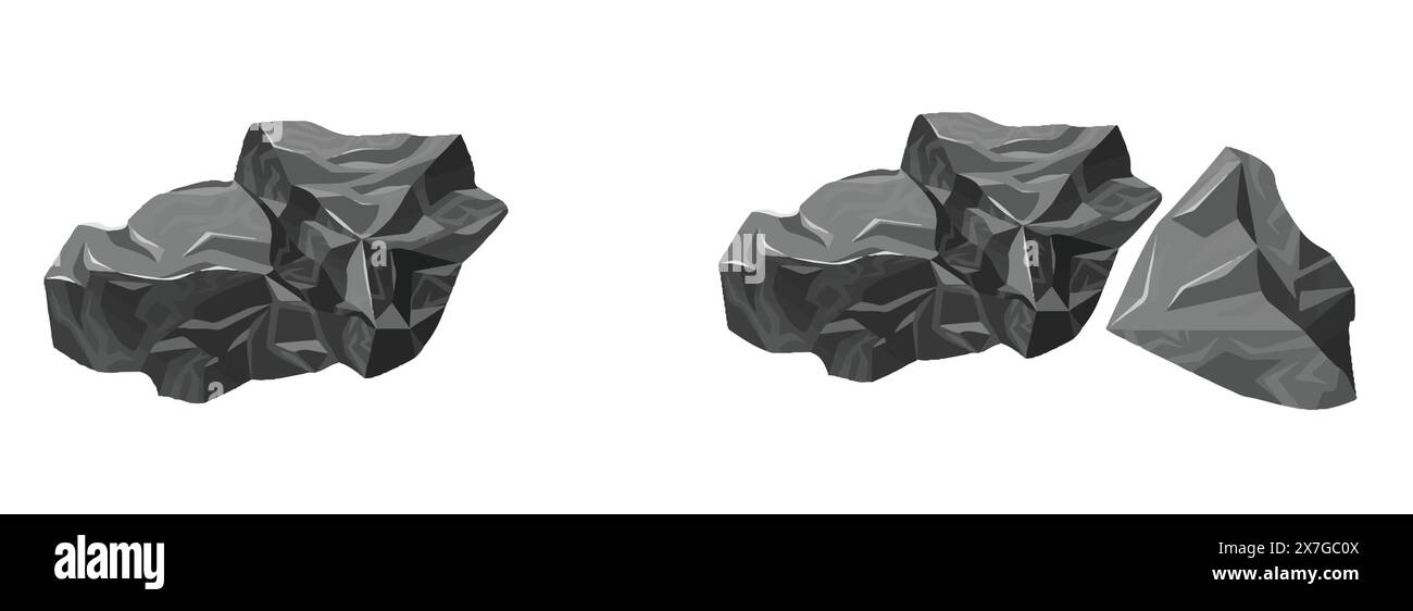 A set of Black Rock Stone. Stock Vector