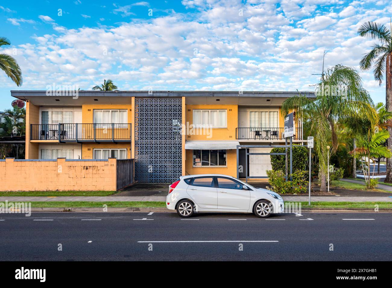 A slightly run down 1950's or 1960's style motel in Cairns, North ...