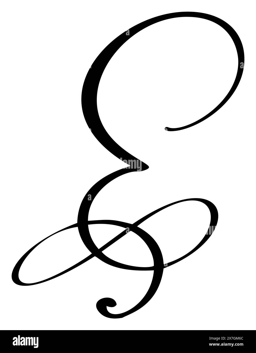 Vector calligraphy hand drawn letter E logo. Script font. Handwritten ...