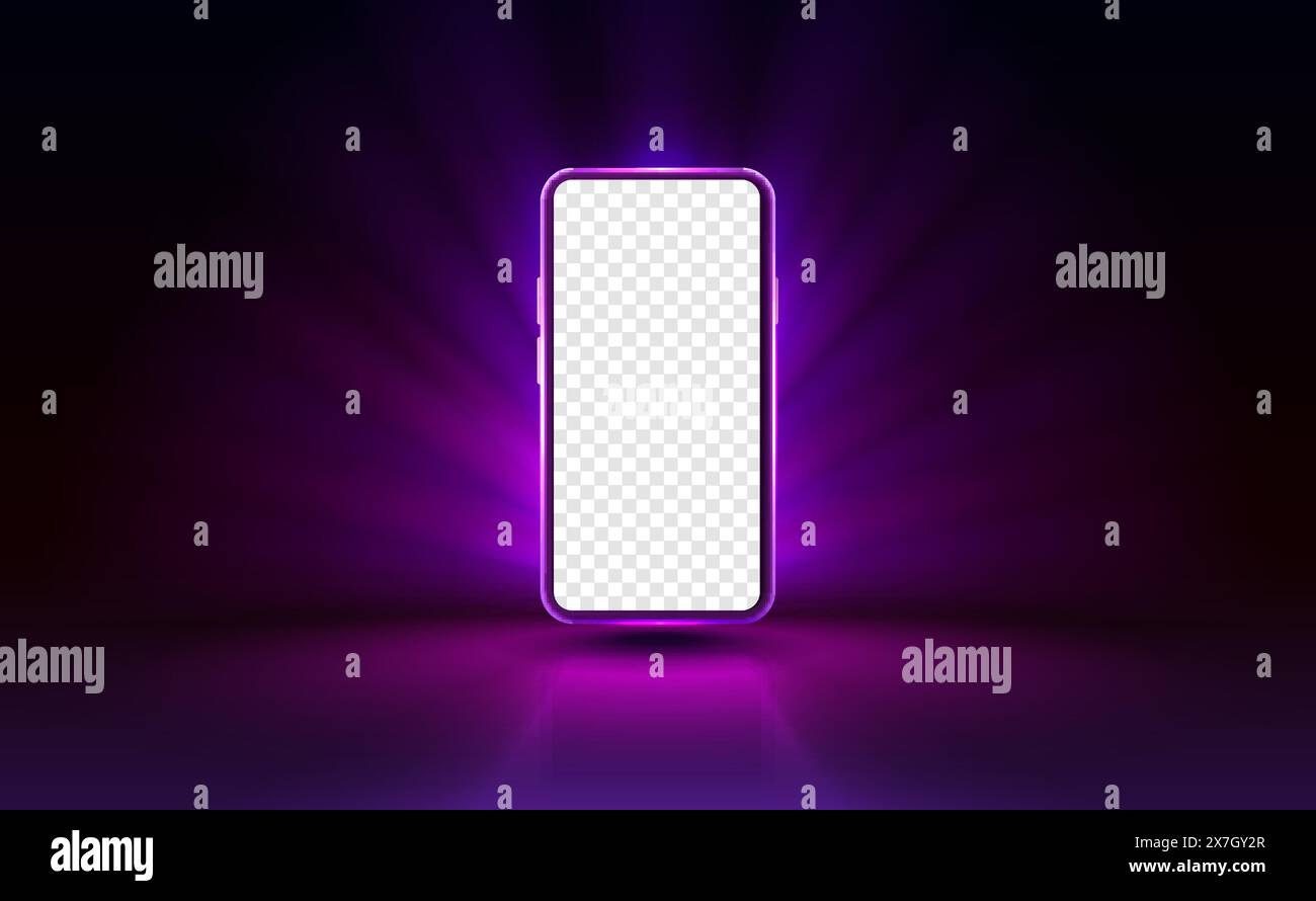 Smartphone mobile screen, technology mobile display light. transparent screen Vector Stock Vector