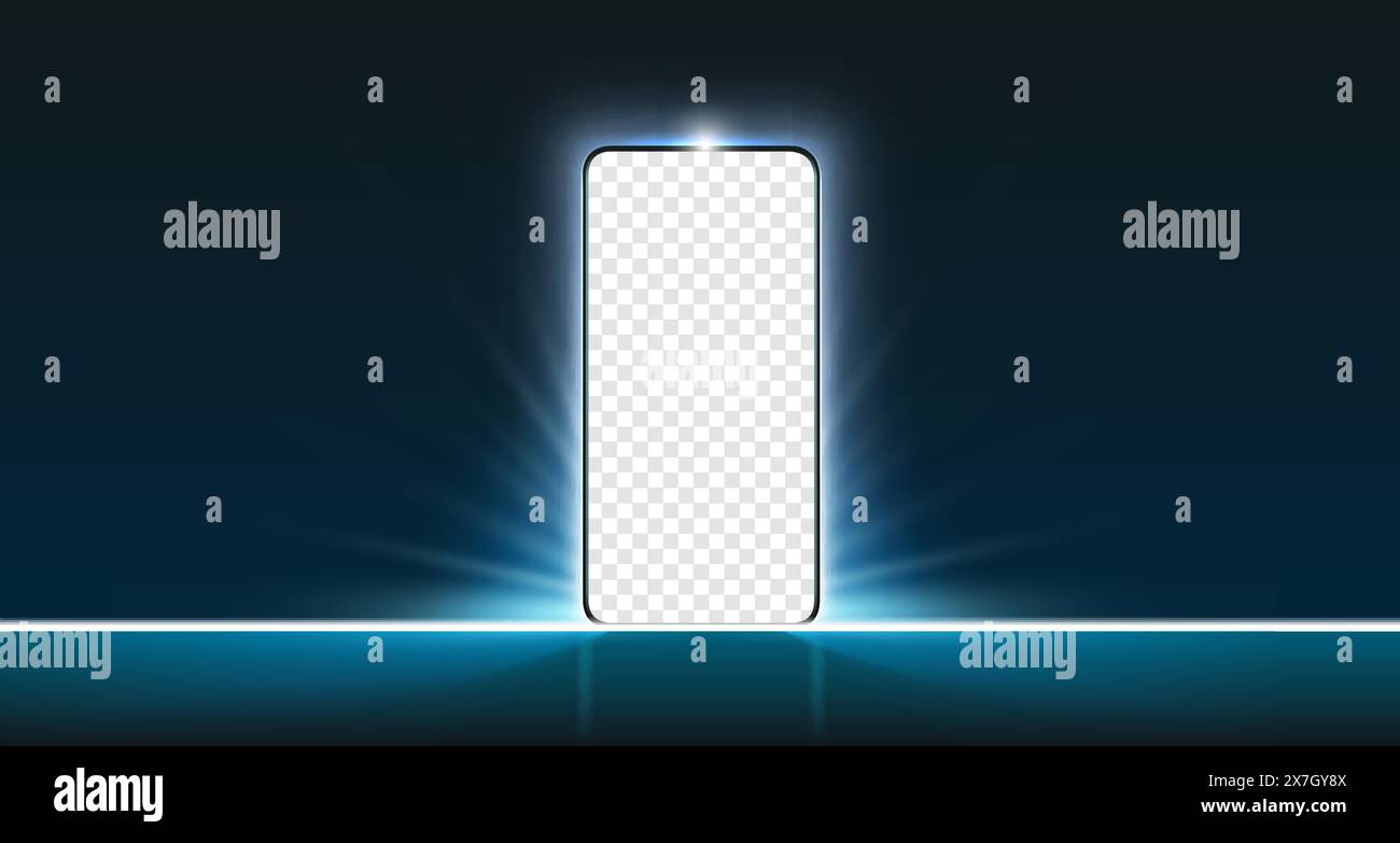 Smartphone mobile screen, technology mobile display light. transparent screen Vector Stock Vector