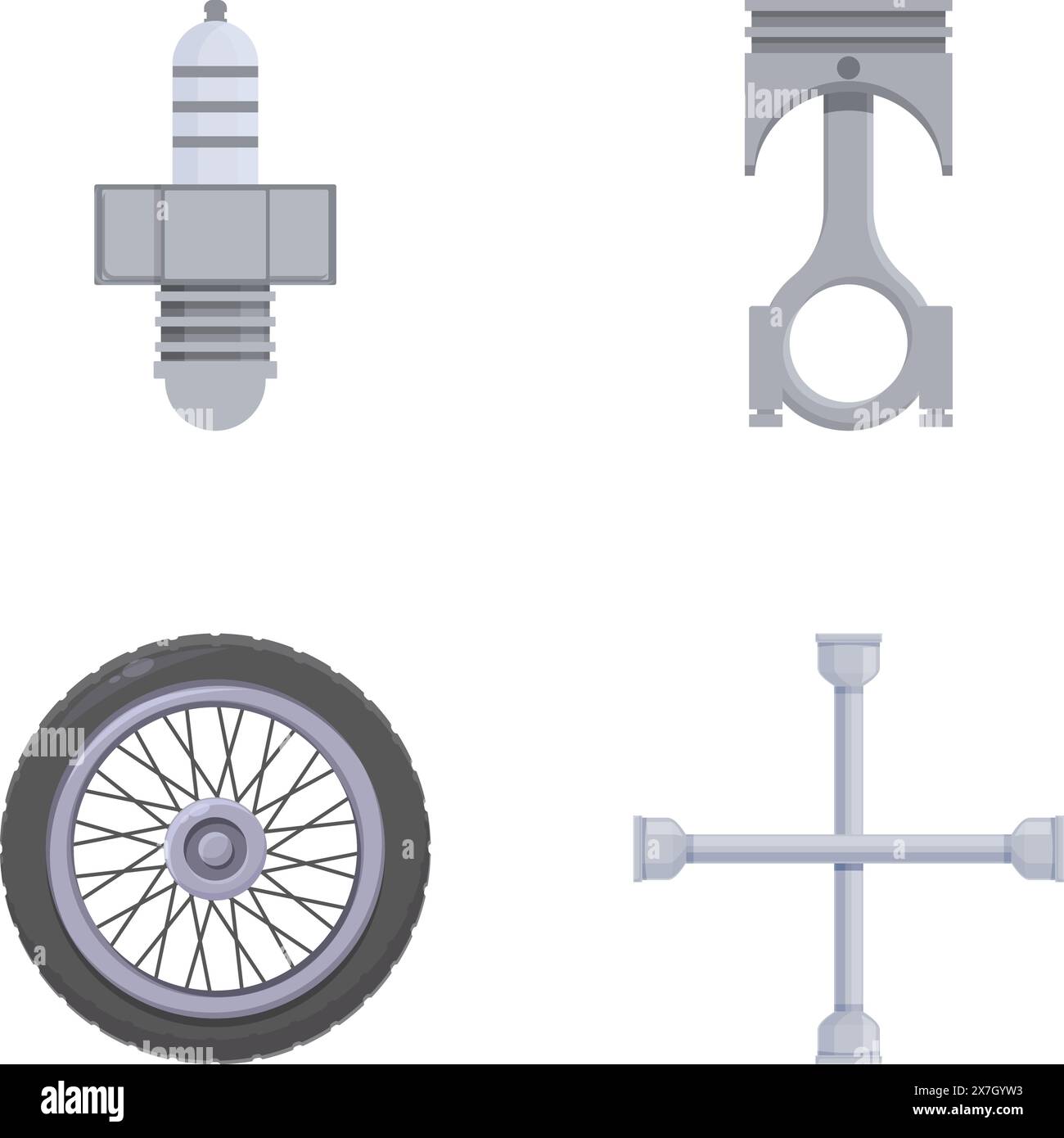 Motorcycle equipment icons set cartoon vector. Motorcycle gear and ...