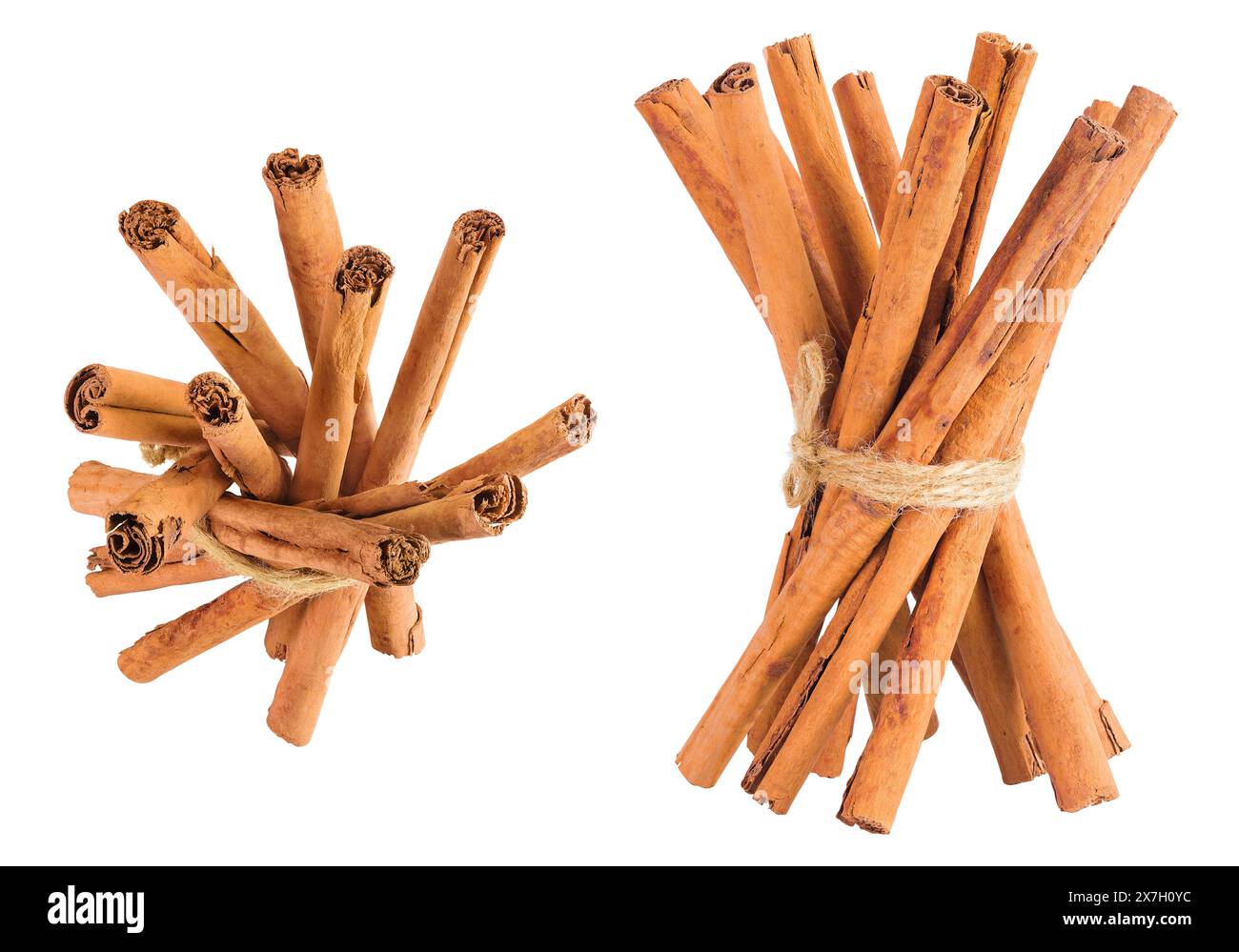 Cinnamon sticks isolated on white background with full depth of field ...
