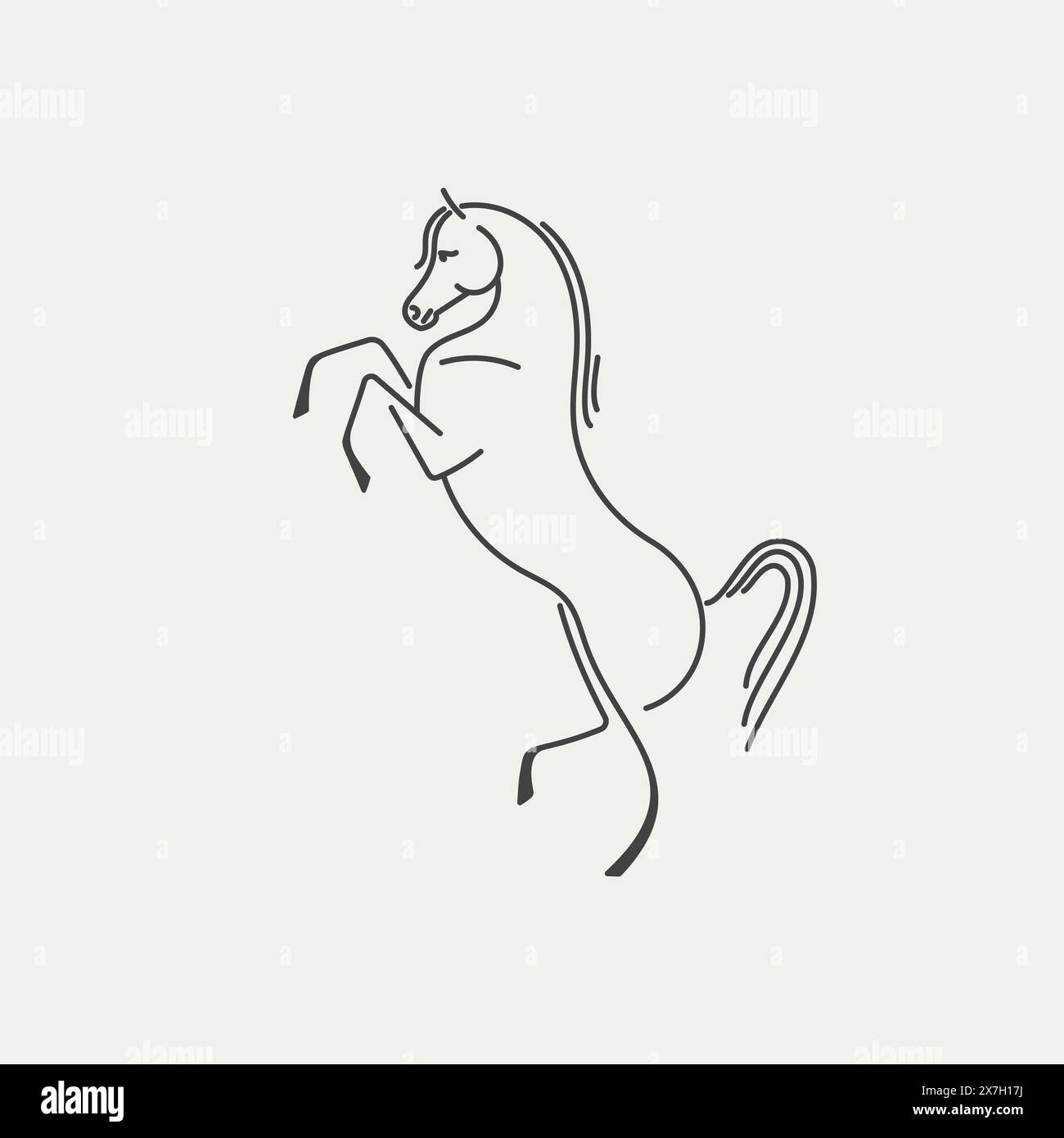 Stylized drawing of an Arab horse standing on its hind legs Stock