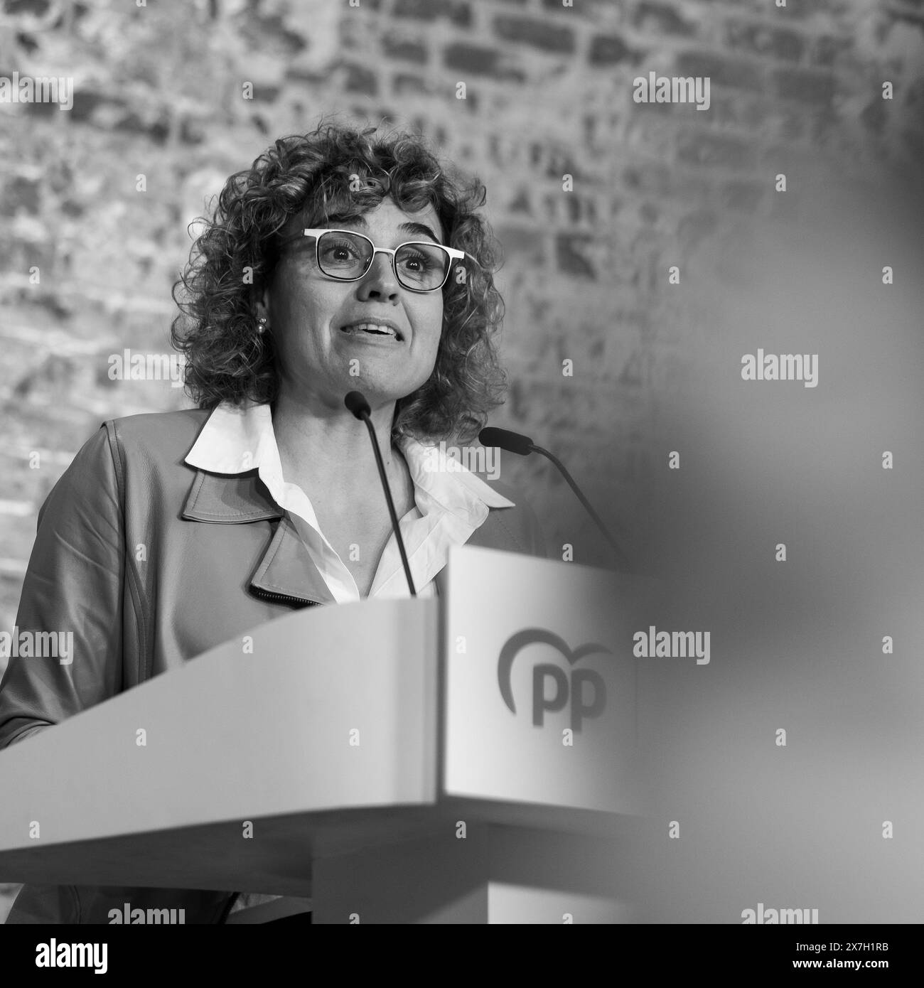 The PP candidate for the European elections, Dolors Montserrat, during the presentation of the main points of the electoral program for the European e Stock Photo