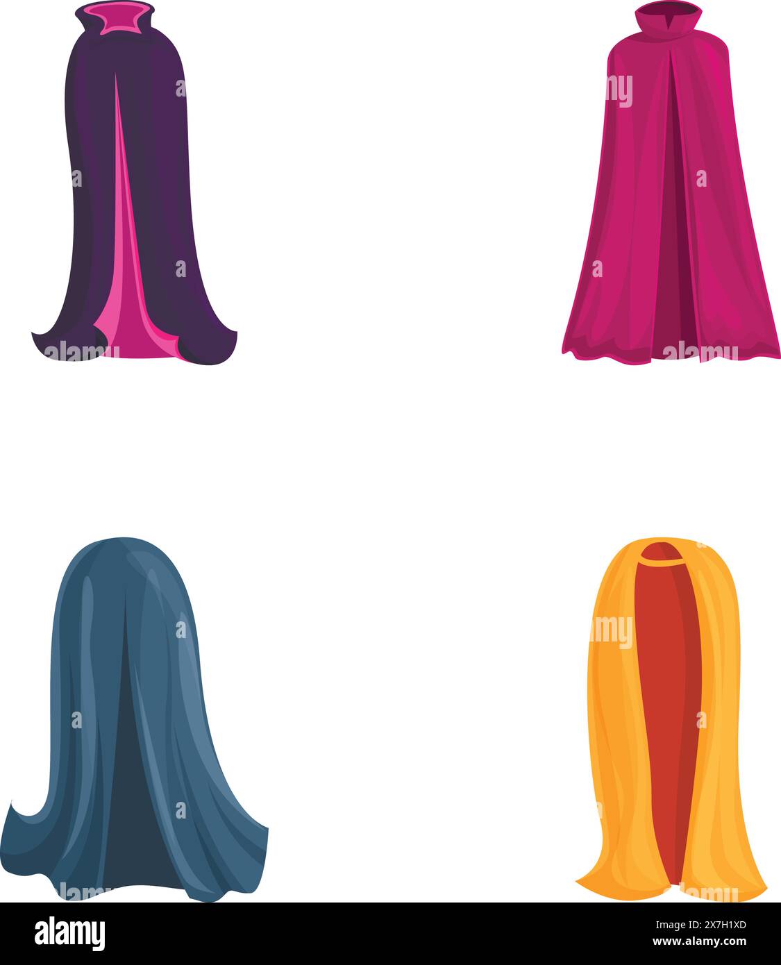 Cloak icons set cartoon vector. Cloak of various color. Clothing item Stock Vector