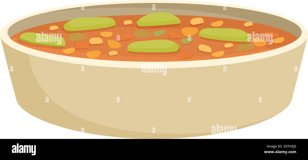 Colorful vector illustration of a bowl of hearty vegetable soup Stock ...
