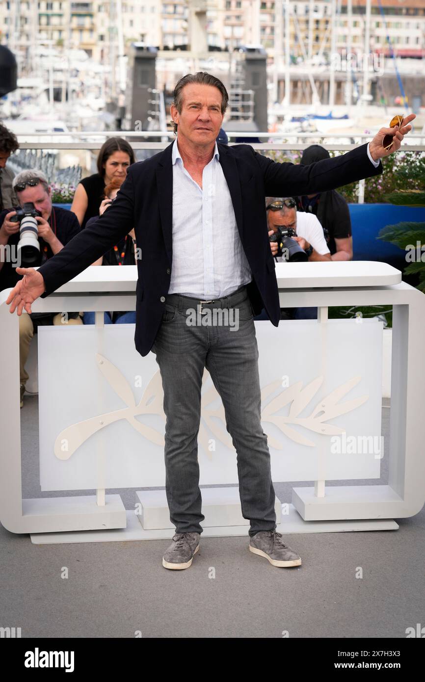 Cannes, France. 20th May, 2024. Dennis Quaid during a photocall for the film ''The Substance'' at the 77th edition of the Cannes Film Festival at the Carlton Hotel in Cannes, southern France, on May 19, 2024 (Photo by Daniele Cifala/NurPhoto) Credit: NurPhoto SRL/Alamy Live News Stock Photo