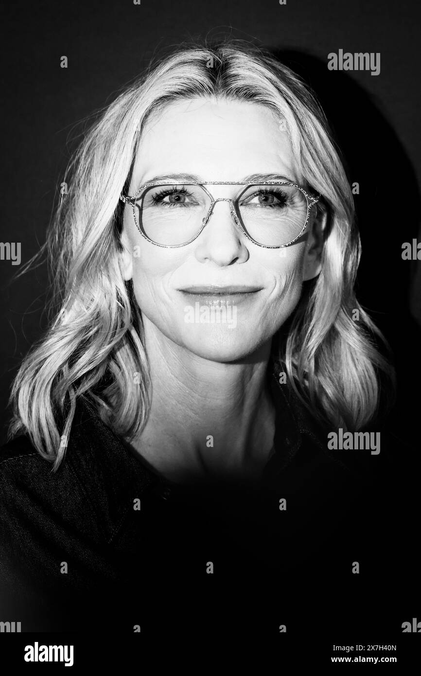 Cannes, France. 20th May, 2024. (EDITOR'S NOTE: This image has been converted to black and white) Cate Blanchett is attending the Kering Women in Motion Photocall at the 77th annual Cannes Film Festival at Majestic Hotel in Cannes, France, on May 20, 2024. (Photo by Beata Zawrzel/NurPhoto) Credit: NurPhoto SRL/Alamy Live News Stock Photo