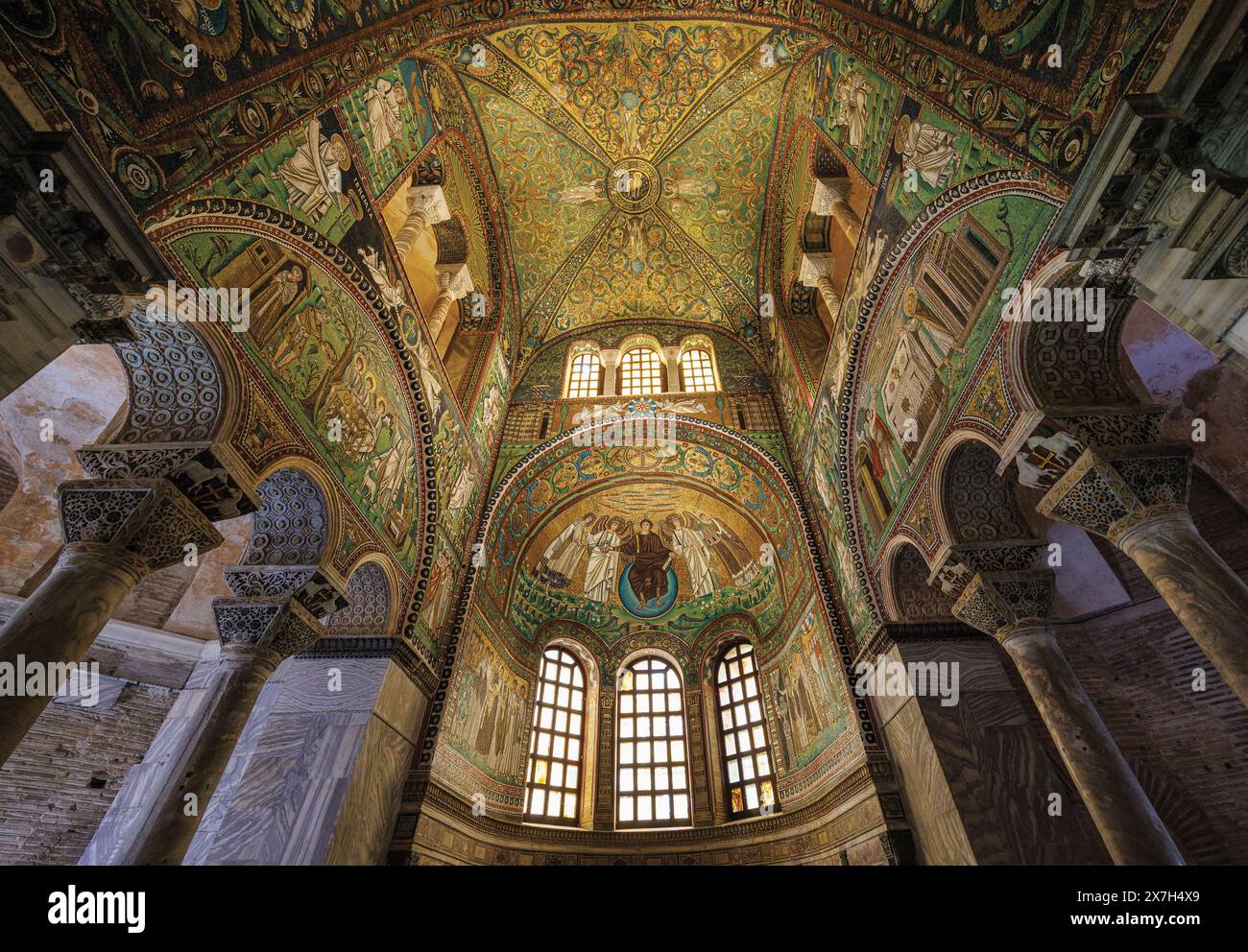 Mosaics in San Vitali basilica, Ravenna, Ravenna Province, Italy.  The Early Christian Monuments of Ravenna of which San Vitale is one Stock Photo