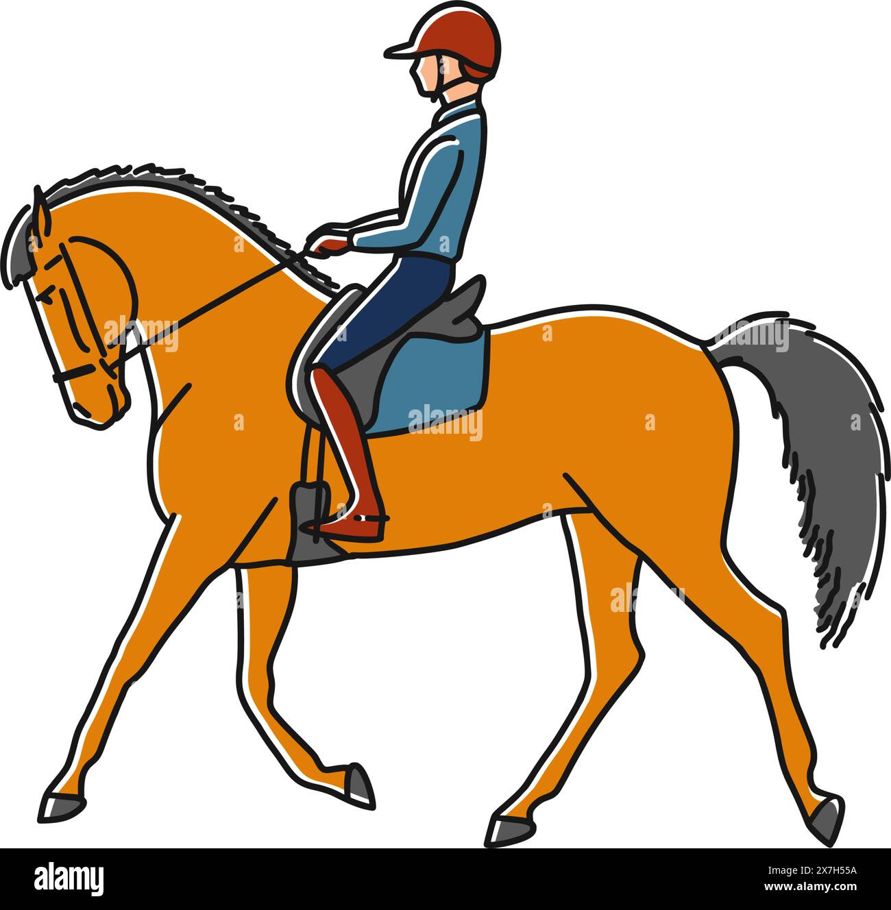 Girl is riding a dressage horse Stock Vector Image & Art - Alamy