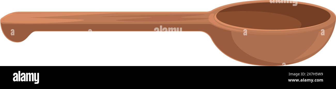 Vector illustration of a single wooden measuring spoon with a round ...