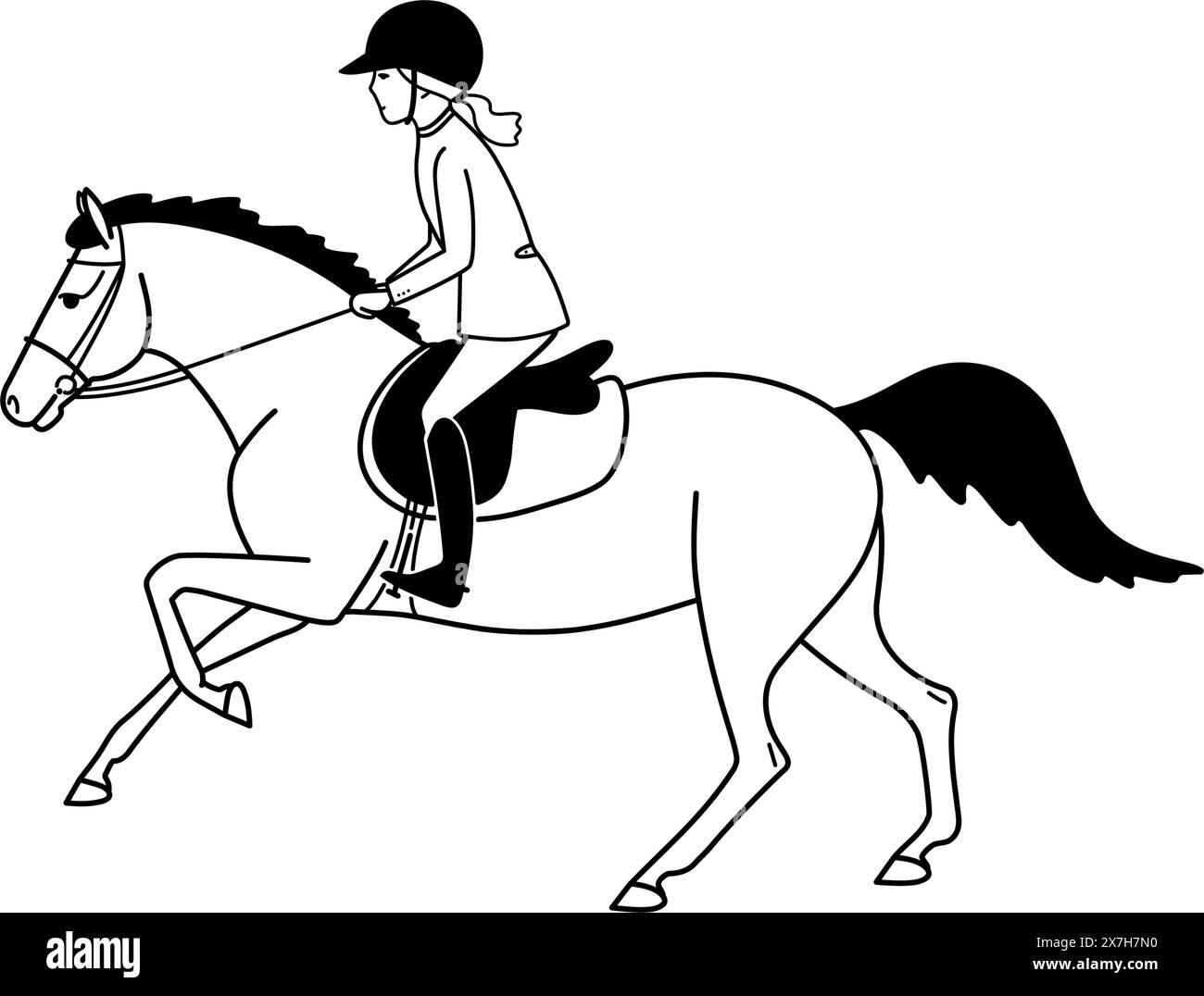 Young rider rides a sports pony Stock Vector Image & Art - Alamy