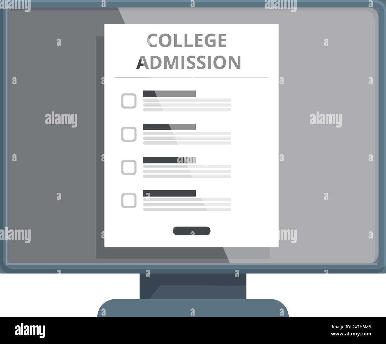 Flat vector illustration of a college admission application form ...