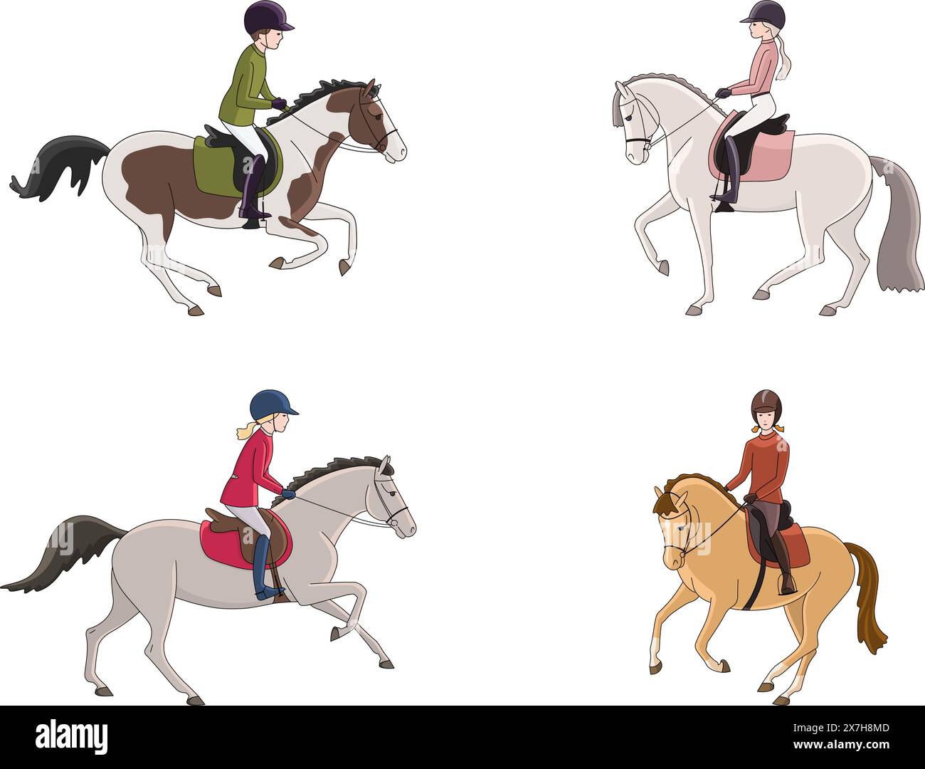 Young boy and girl riding ponies Stock Vector Images - Alamy