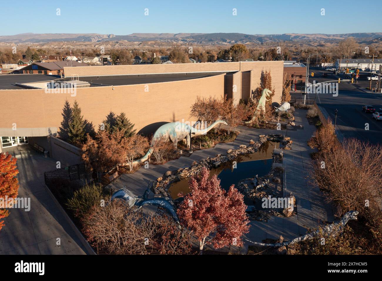 Aerial view of the Dinosaur Garden at the Utah Field House of Natural