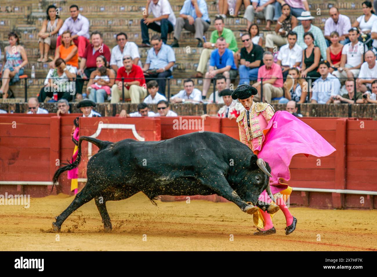 Matador Antonio Nazaré deftly wields his capote in a traditional ...