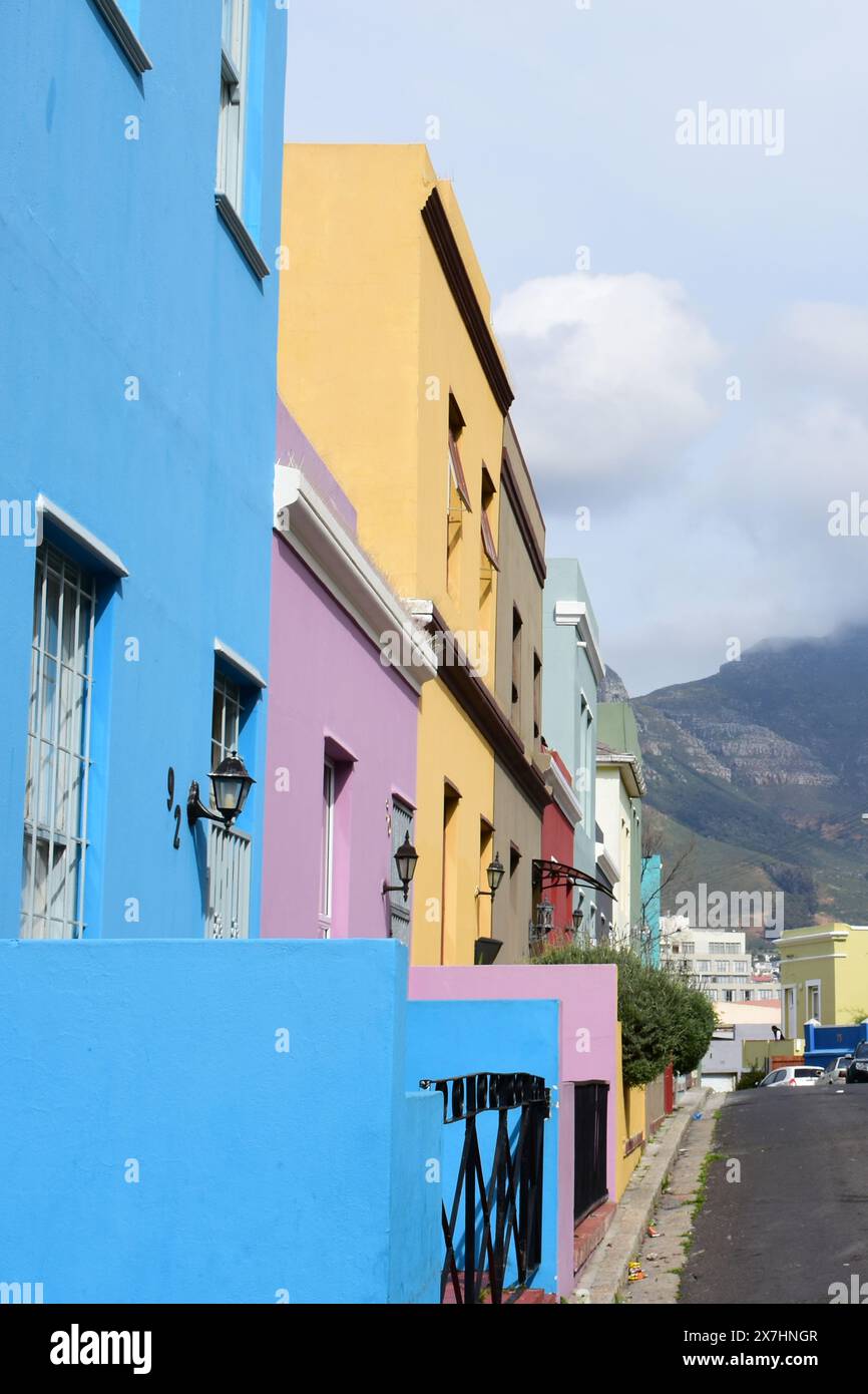 Colourful Houses, Bo-Kaap, Cape Town, Western Cape, South Africa Stock Photo