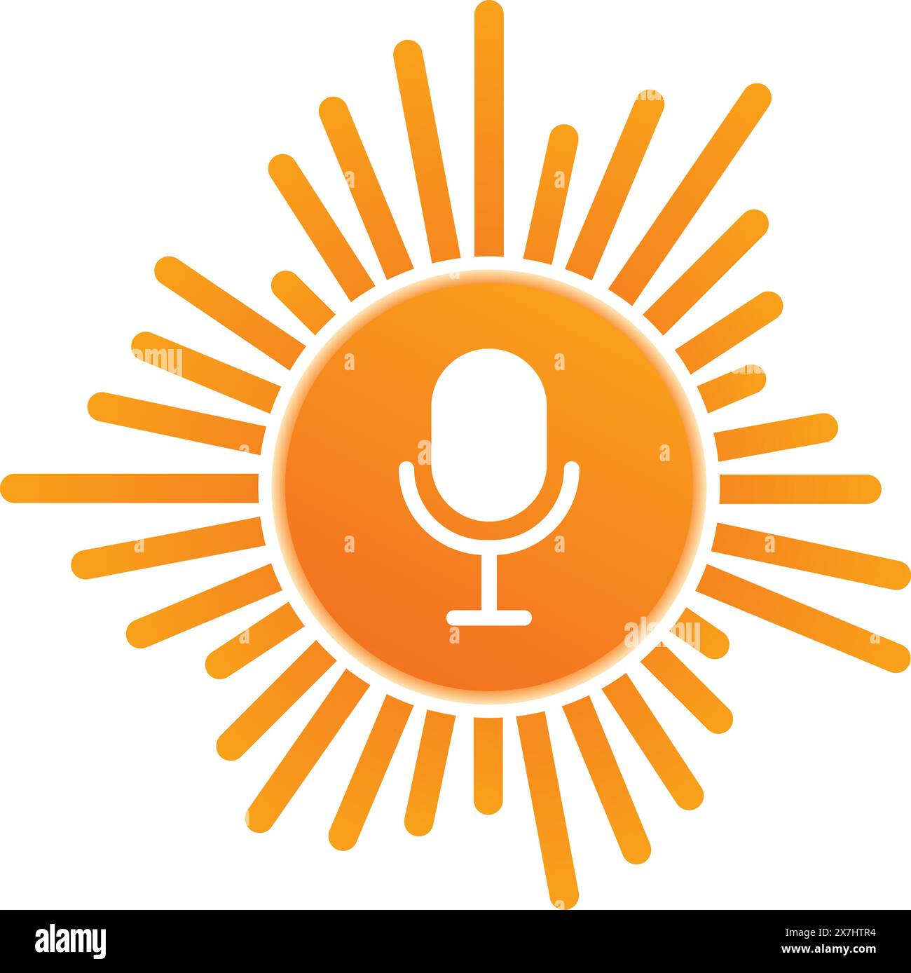 Vibrant orange logo combining a microphone and sunburst, perfect for podcast branding Stock Vector