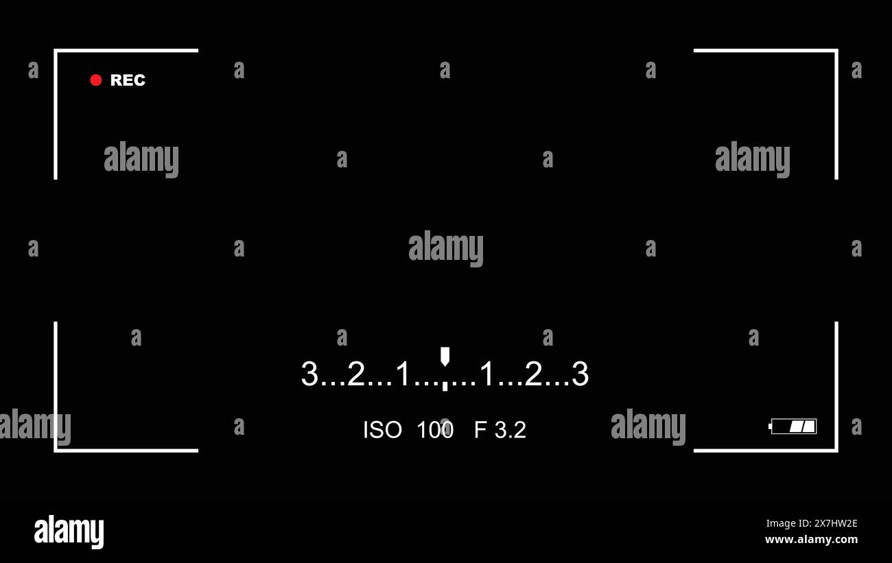 Video Recording frame layout viewfinder, Camera viewfinder, Video Camera Recording Screen, Camera Recording Screen Overlay, Camera ISO and Aperture wi Stock Vector