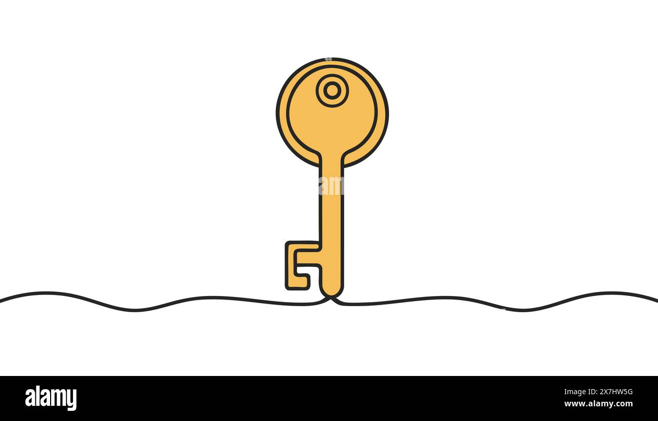 Key line background. One continuous line drawing of key. Vector ...