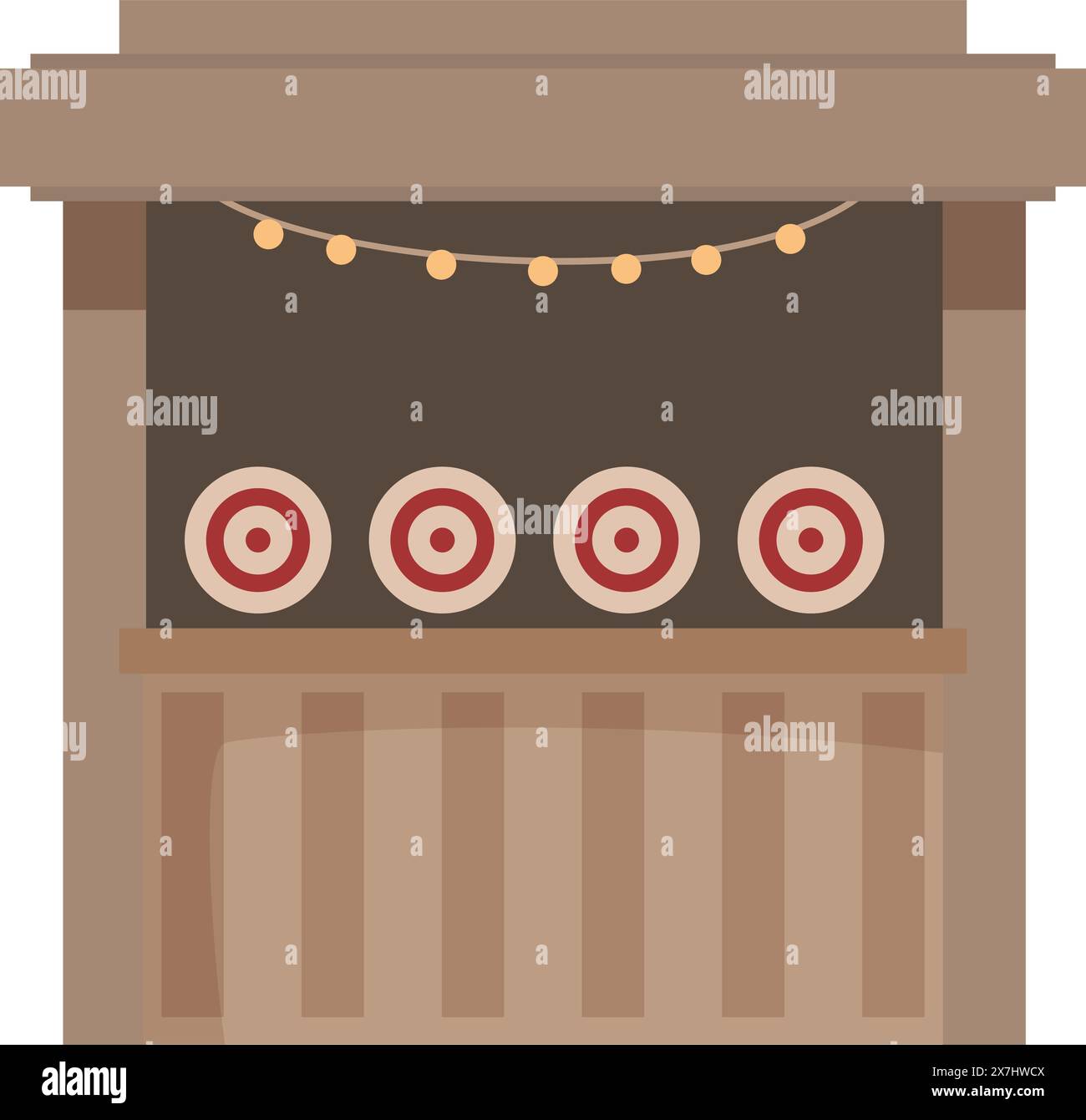 Flat vector design of a colorful shooting game stall with targets, perfect for funfair themed graphics Stock Vector