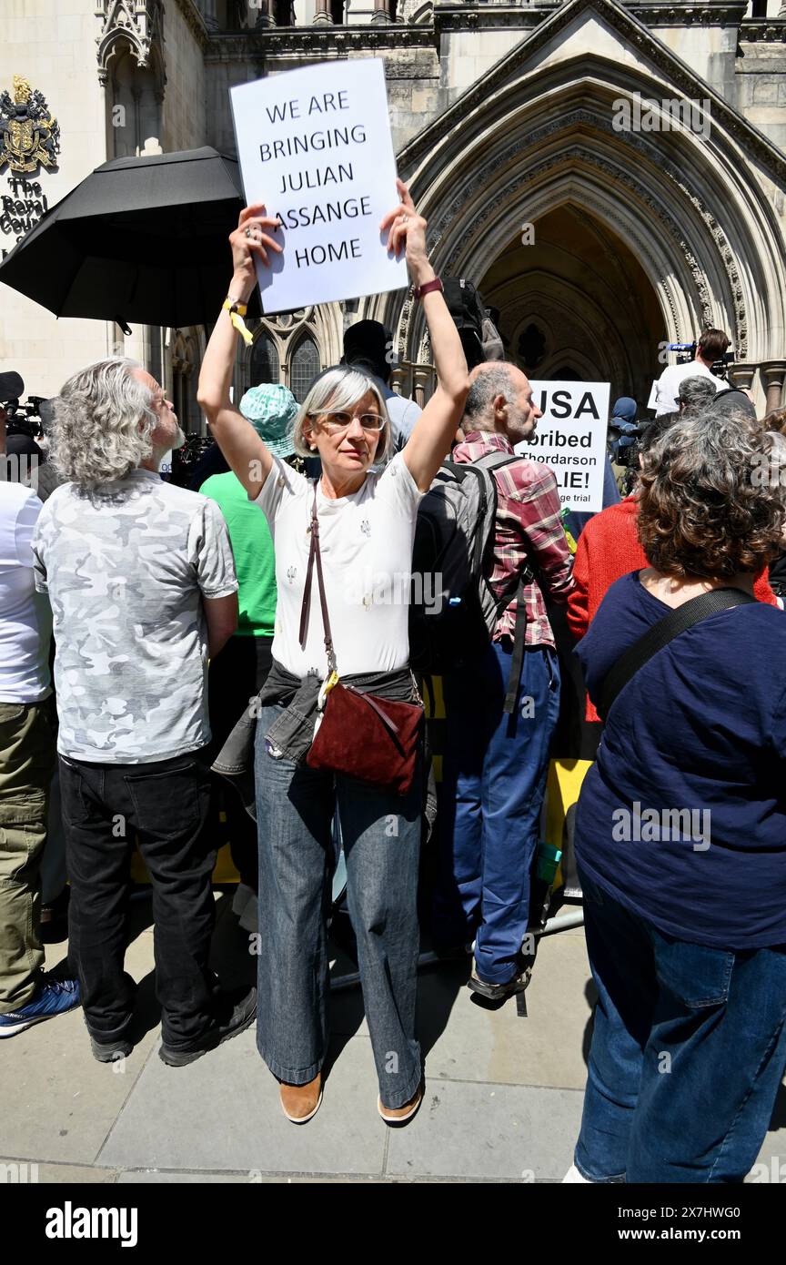 London, UK. 20th May, 2024. Julian Assange, founder of Wikileaks was today granted the right to appeal against extradition to the US following a ruling at the High Court. Credit: michael melia/Alamy Live News Stock Photo