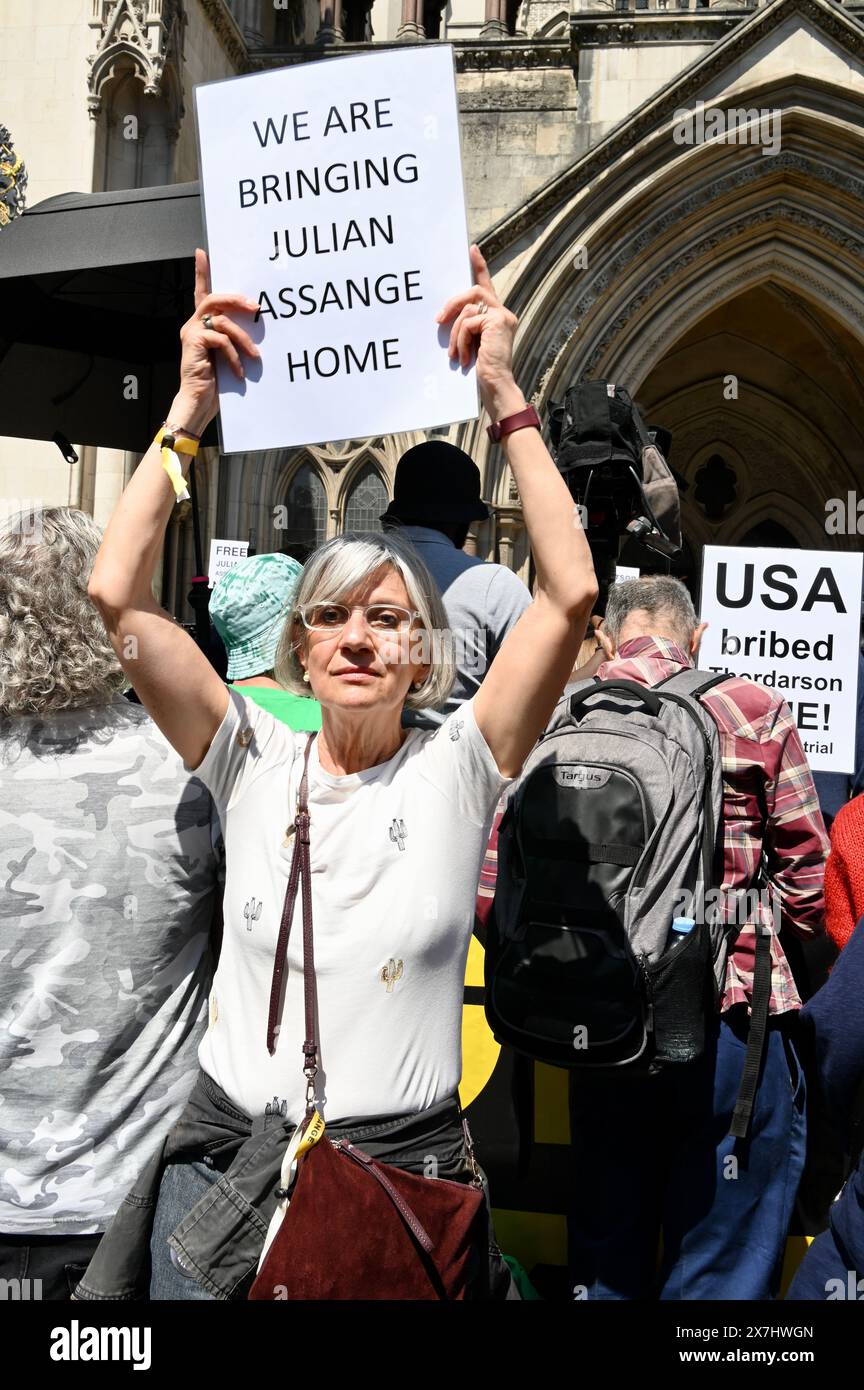 London, UK. 20th May, 2024. London, UK. Julian Assange, founder of Wilkileaks, was today granted the right to appeal against extradition to the US following a ruling at the High Court. Credit: michael melia/Alamy Live News Credit: michael melia/Alamy Live News Stock Photo
