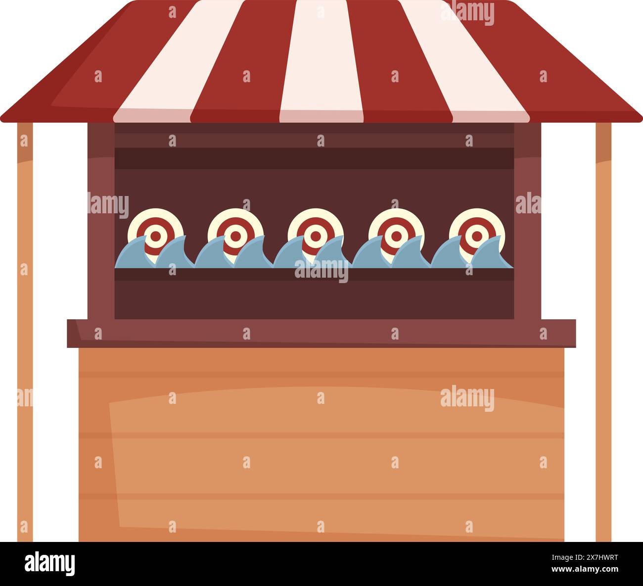 Vector illustration of a colorful carnival shooting game booth with duck targets Stock Vector