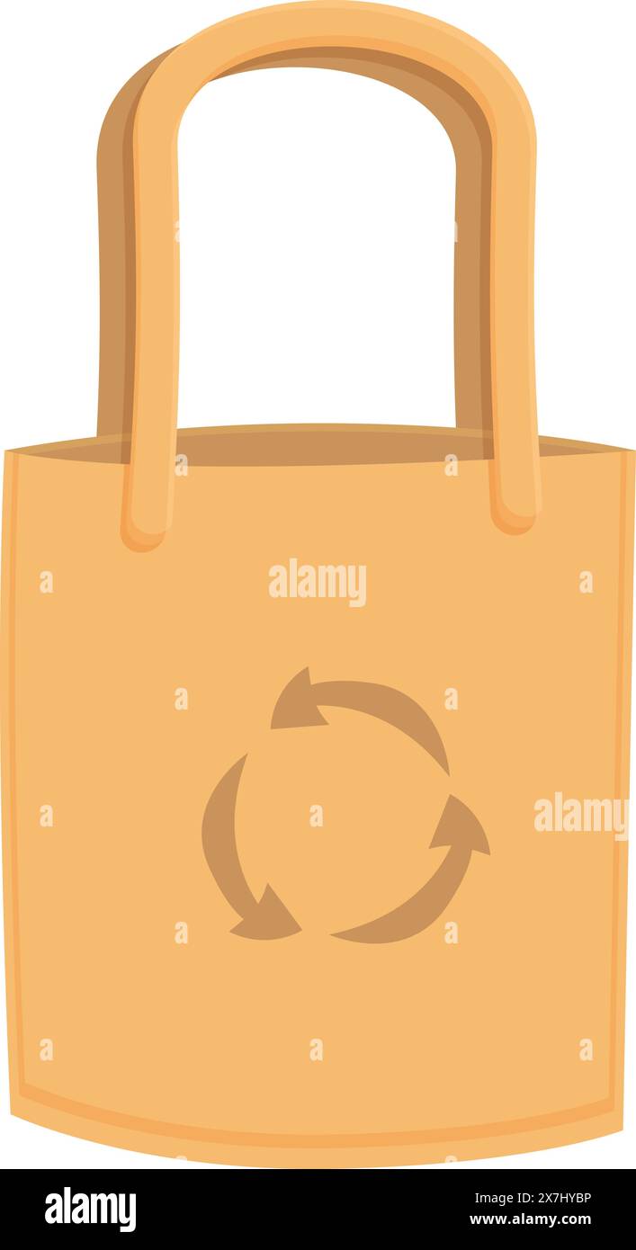 Illustration of an ecofriendly beige tote bag with a brown recycle logo, promoting sustainable shopping habits Stock Vector