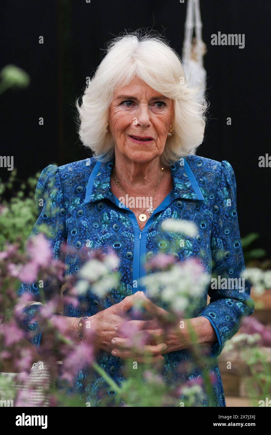 Queen Camilla during a visit to the RHS Chelsea Flower Show at the ...