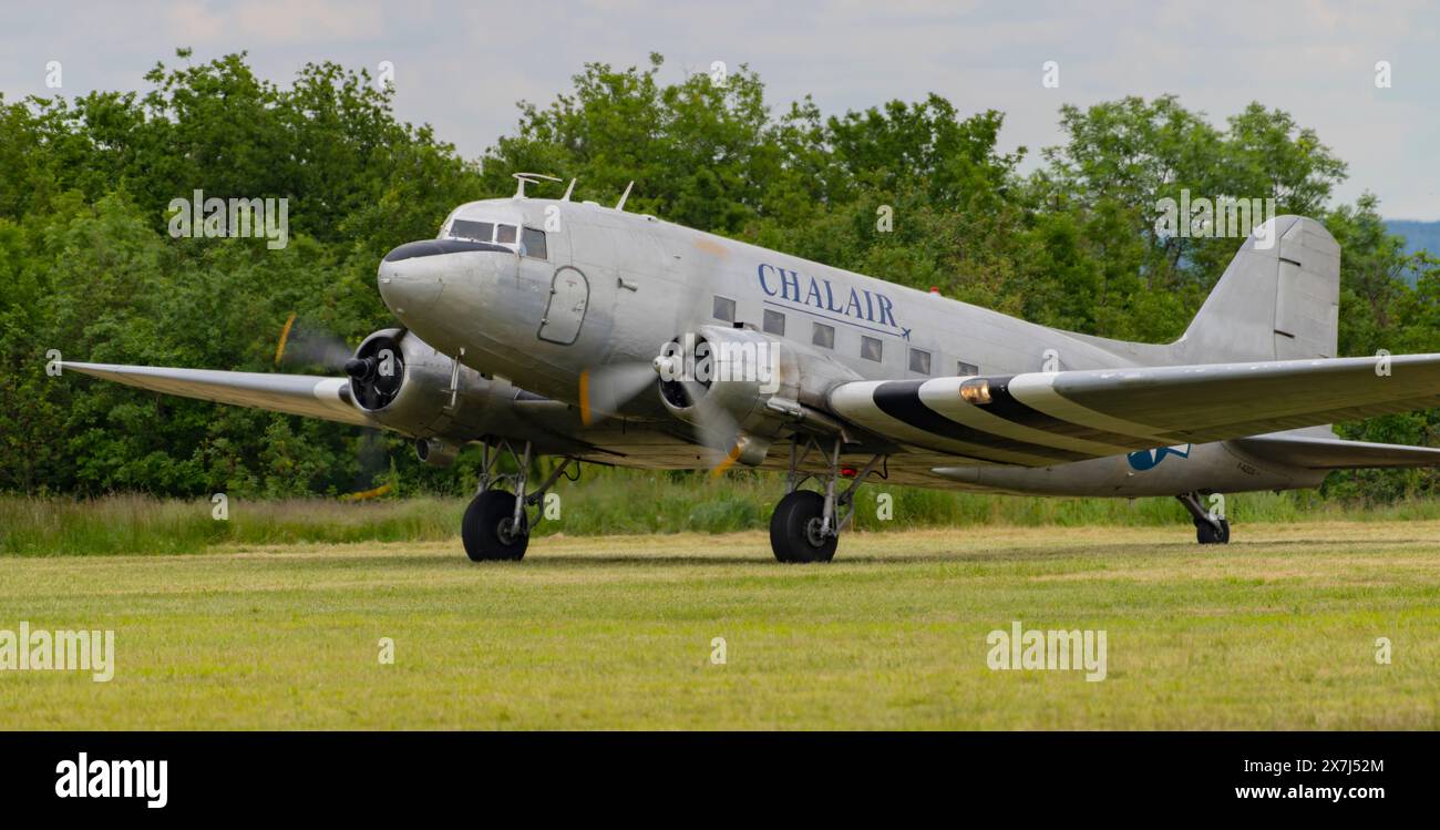Douglas DC-3 at Le Temps Des Helices Air Show 2024 in La Ferte-Alais, France Stock Photo