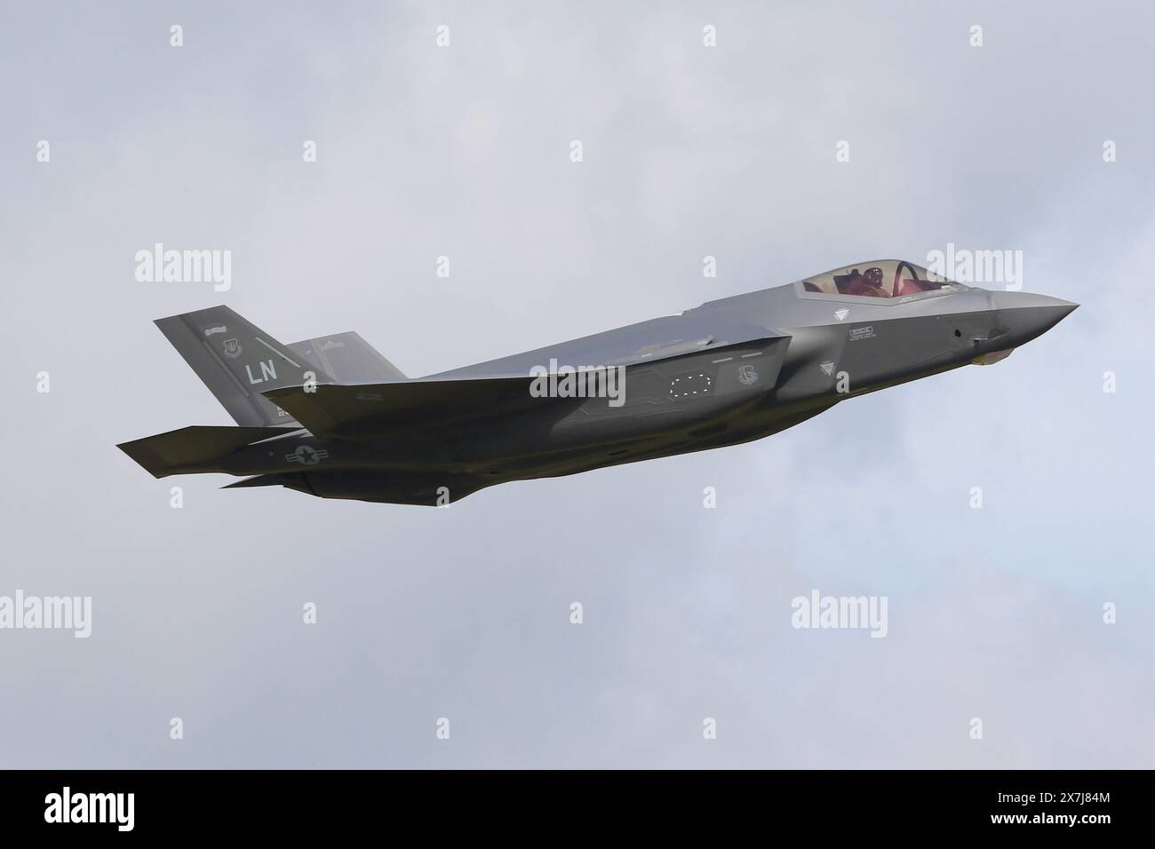 Lakenheath 48th FW F-35A on the climb out of the airfield. Stock Photo