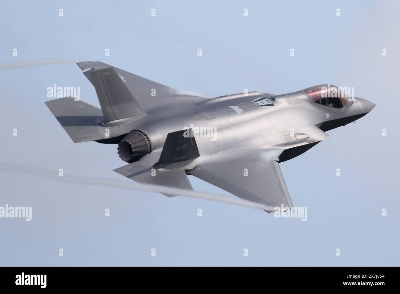 Lakenheath 48th FW F-35A on the climb out of the airfield. Stock Photo