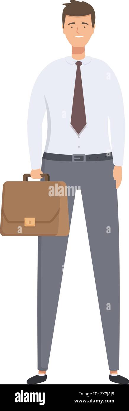 Illustration of a confident young businessman in formal attire standing ...