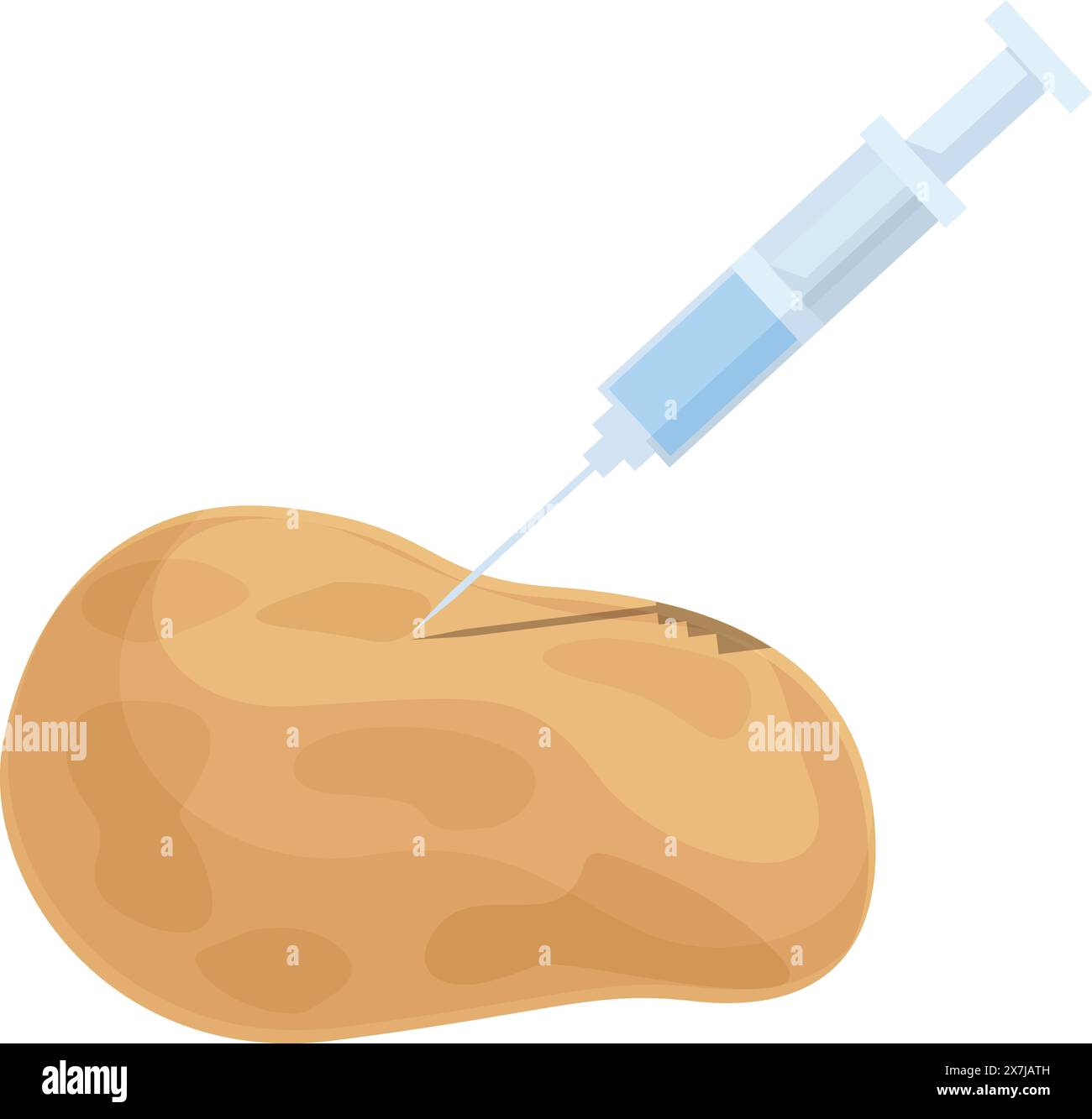Digital illustration portraying a syringe injecting a substance into a ...