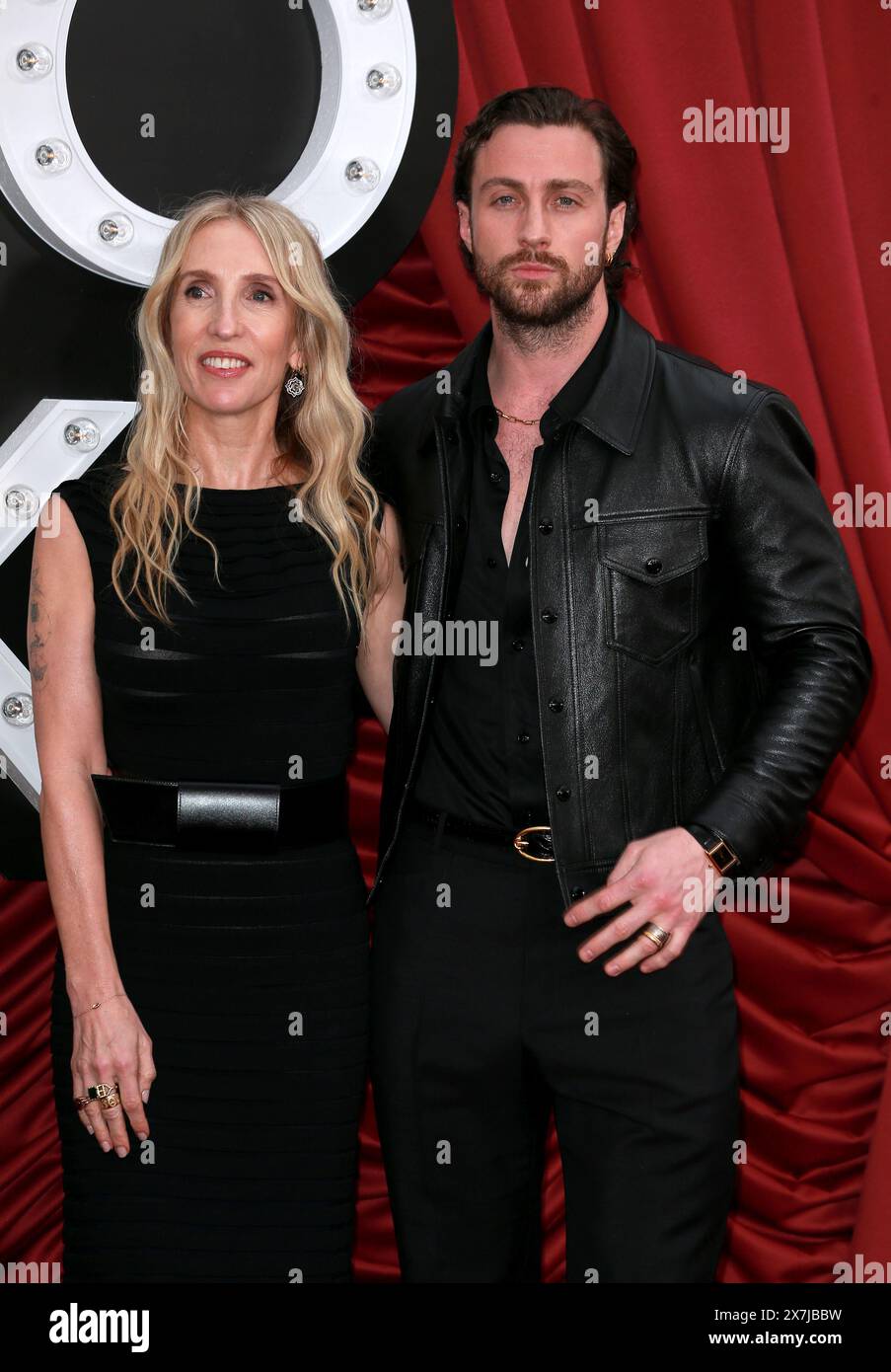 Sam Taylor-Johnson and Aaron Taylor-Johnson attend the world premiere of 'Back To Black' at the Odeon Luxe Leicester Square in London, England. Stock Photo