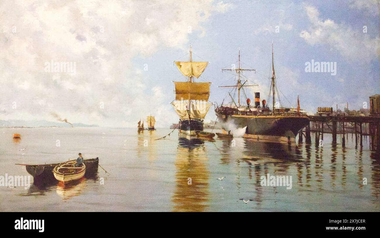 Juan Martín Abades 1862-1920, Oil, Marina 1890. Museum of Fine Arts of Asturias. Oviedo, Spain Stock Photo