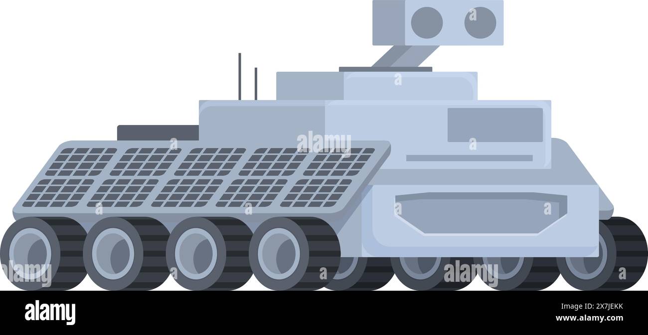 Illustration of a futuristic military tank with advanced technology and innovative design for modern warfare, featuring armored defense and strategic readiness Stock Vector